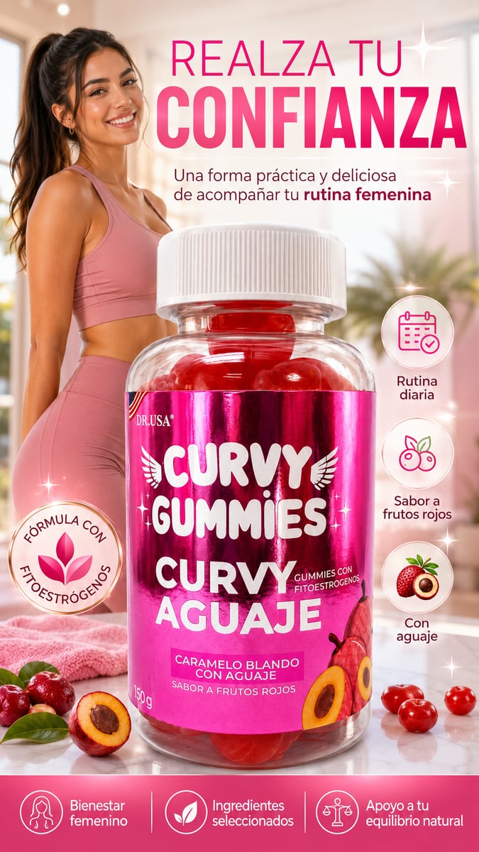Curvy Gummies Aguaje · Realza tu confianza