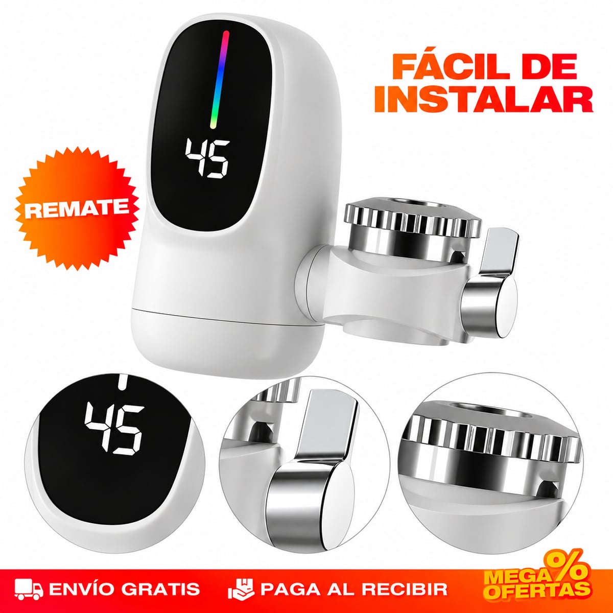 Grifo calentador compacto en el lavaplatos