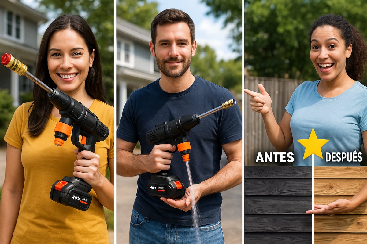 Cliente feliz mostrando el producto