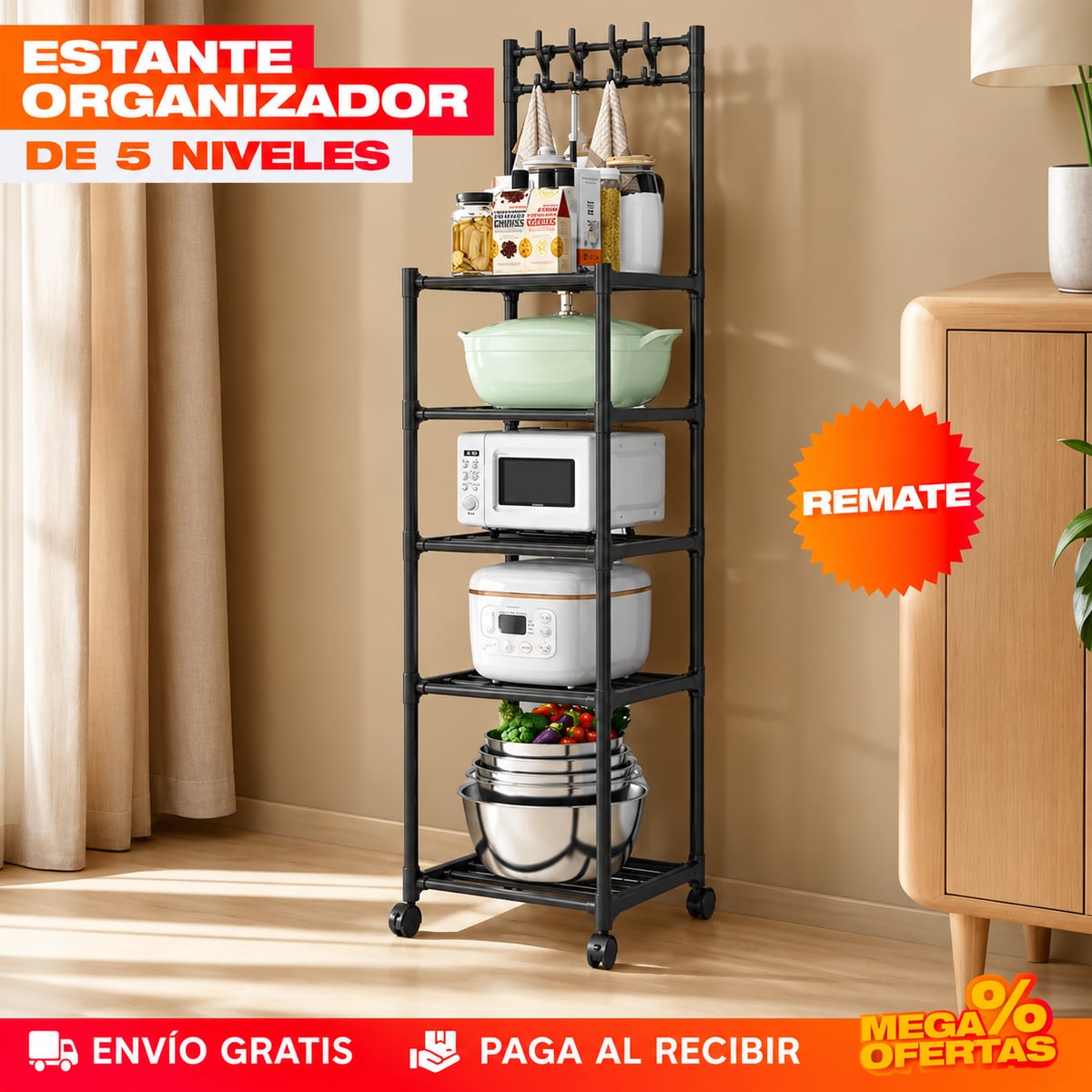 Estante organizador de 5 niveles armado