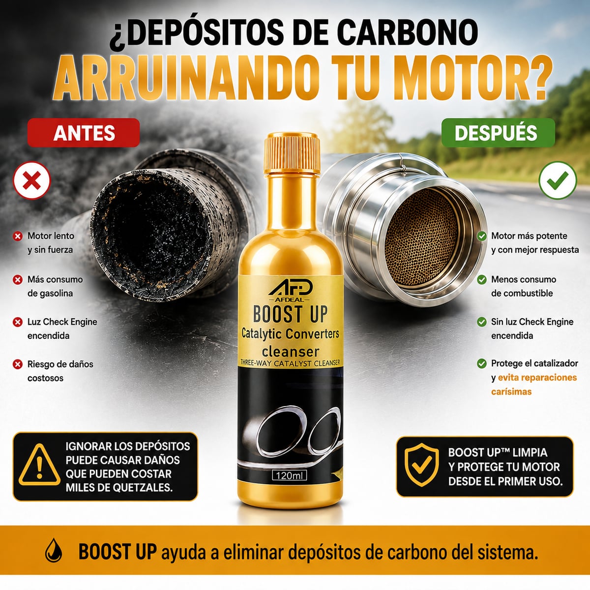 Comparación antes y después BOOST UP