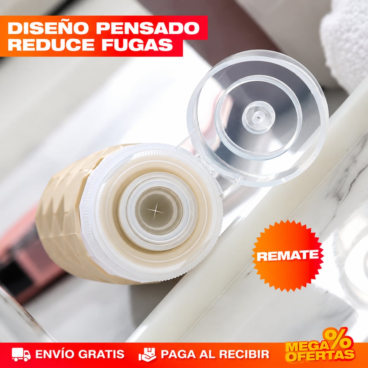 Detalle de las botellas de silicona