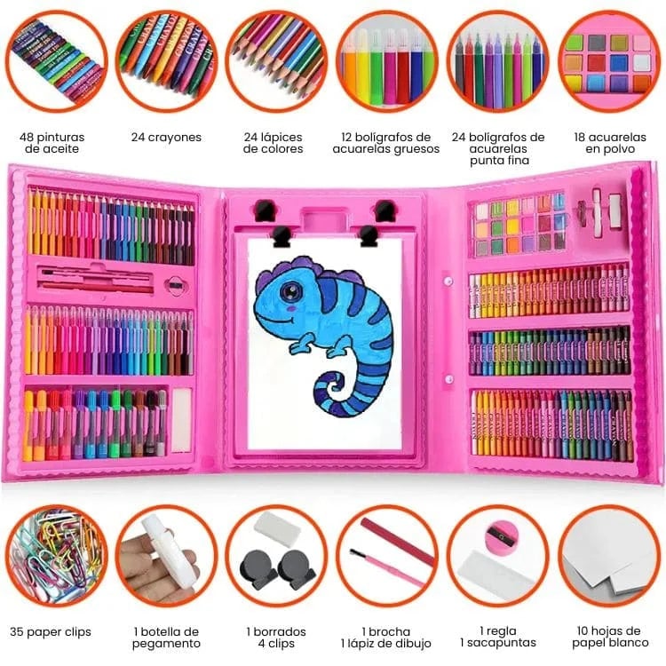 MEGA SET DE ARTE DE 208 PIEZAS NIÑOS / NIÑAS 🖼️🎨 – latiendadeltodo