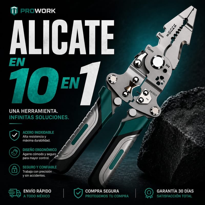 Alicate 10 en uno e acero inoxidable