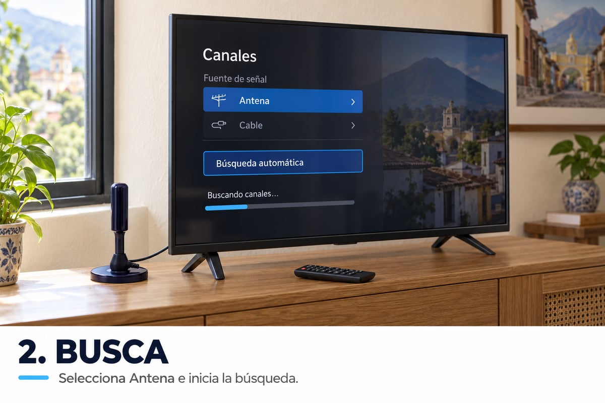 Paso 2: selecciona Antena en el menú del televisor e inicia la búsqueda automática de canales.