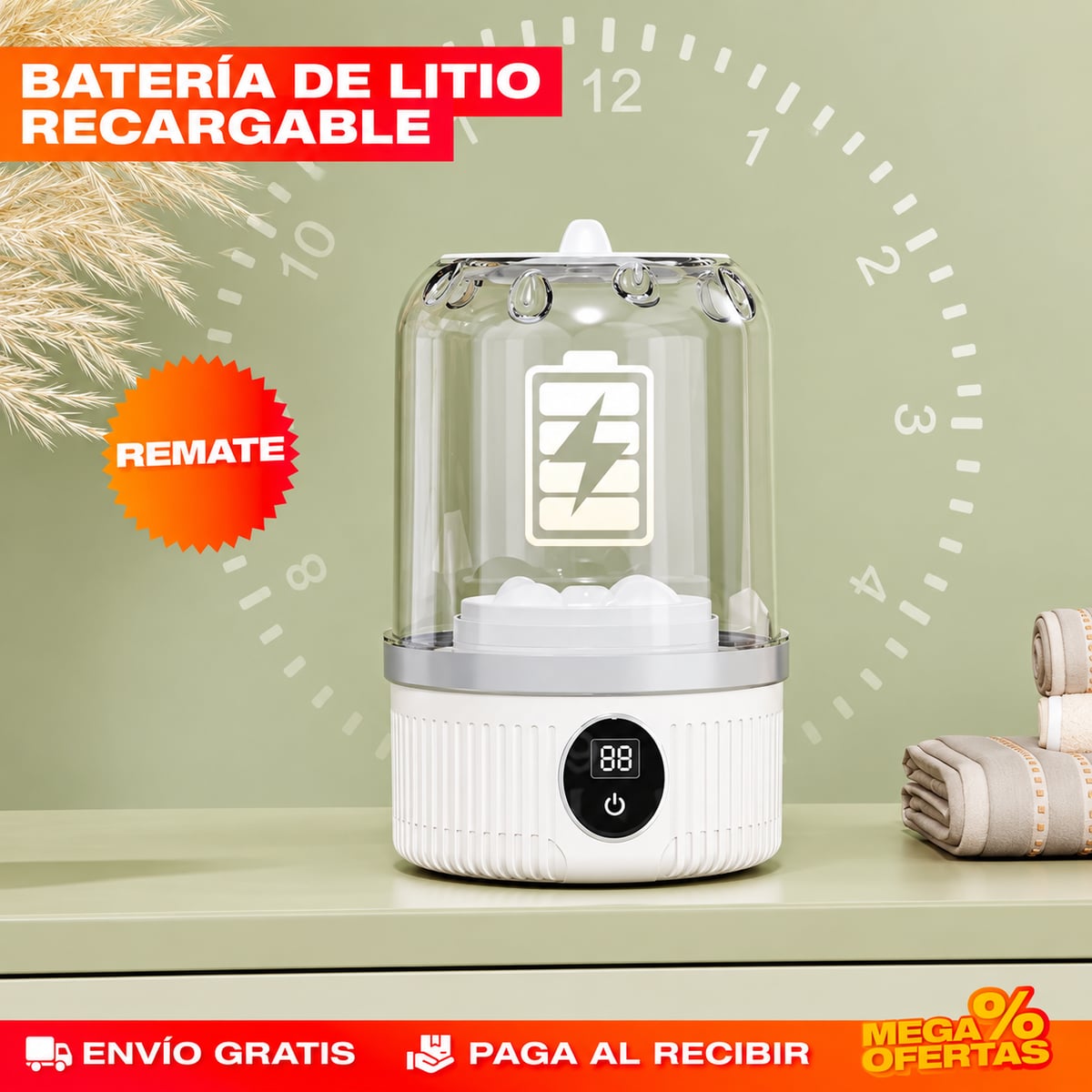 Batería de litio recargable de la mini lavadora