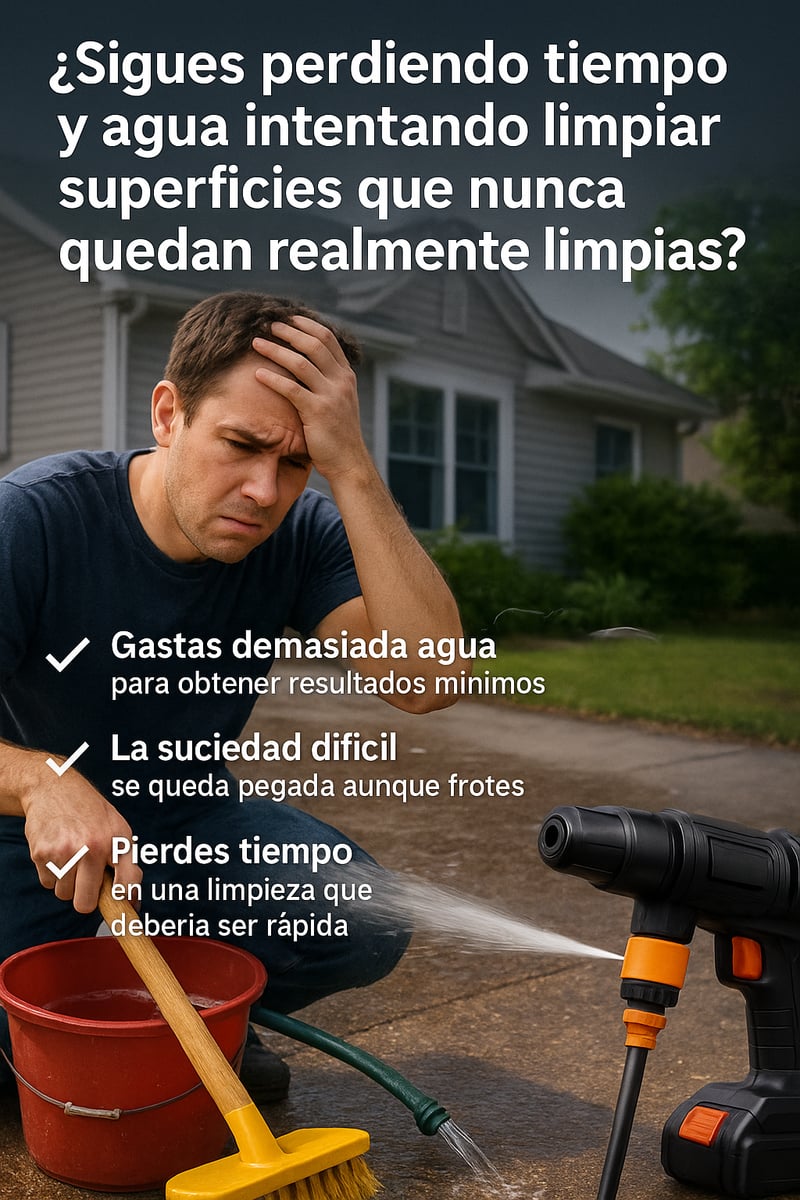 Persona frustrada limpiando con métodos tradicionales