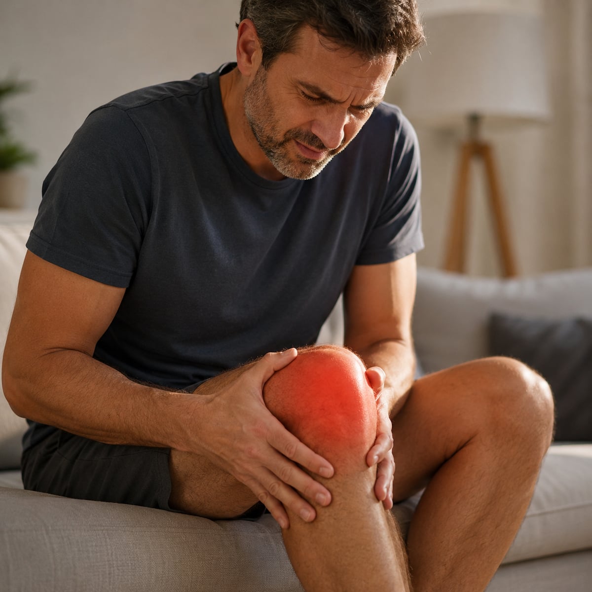 Persona con dolor de rodilla al moverse