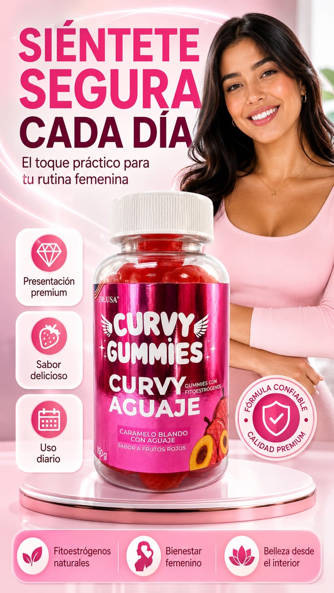 Curvy Gummies Aguaje · Siéntete segura cada día