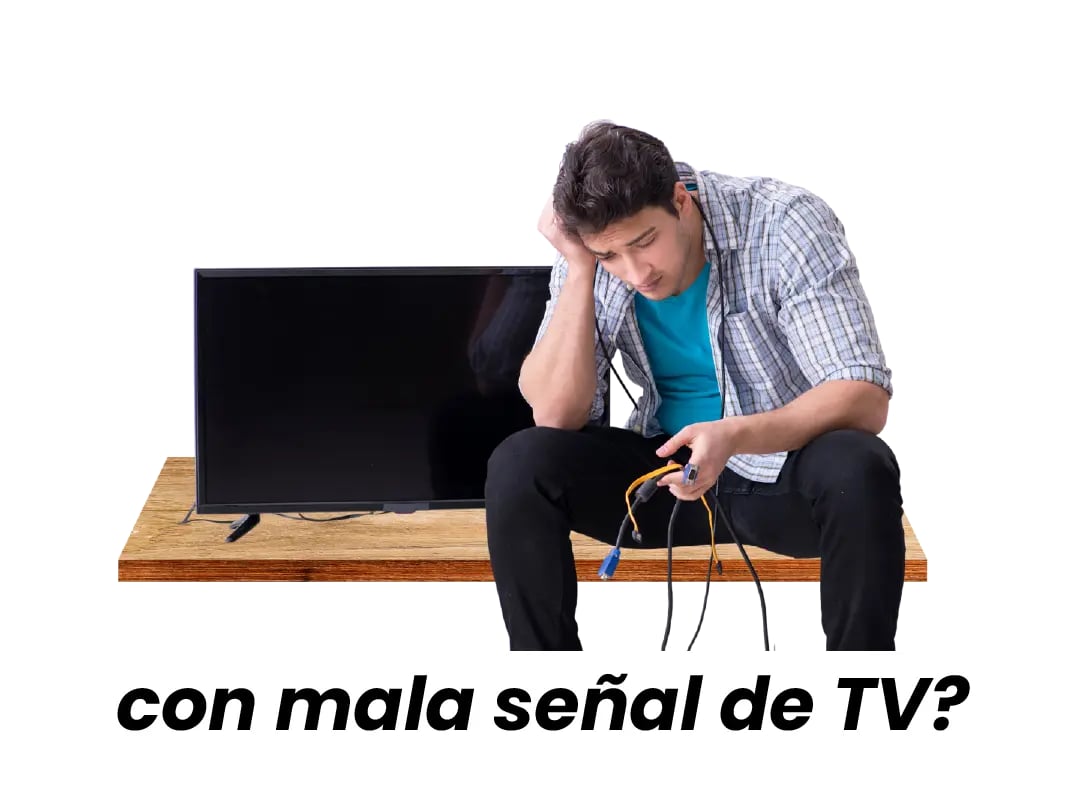 Antena conectada a un televisor