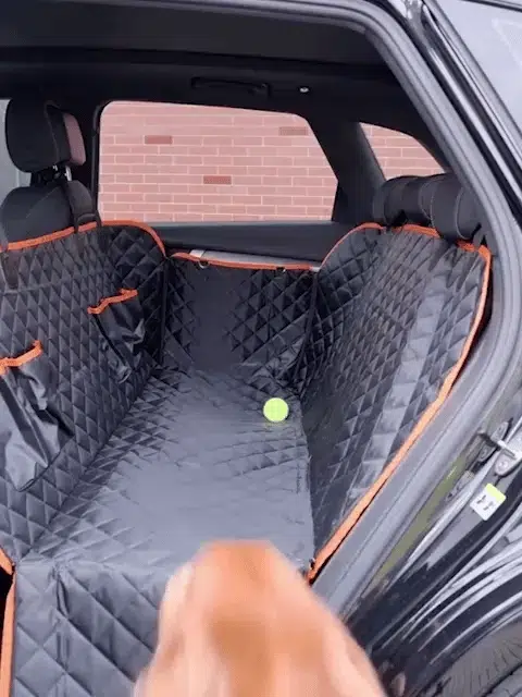 Funda protectora para mascotas instalada en el carro