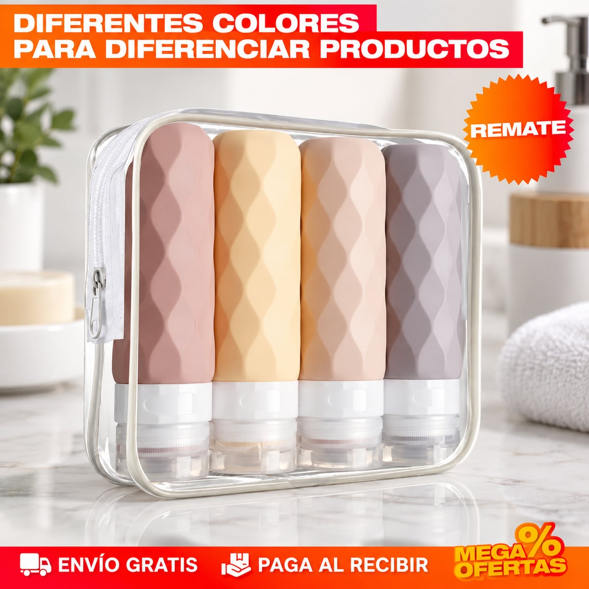 Set de cuatro botellas en colores distintos