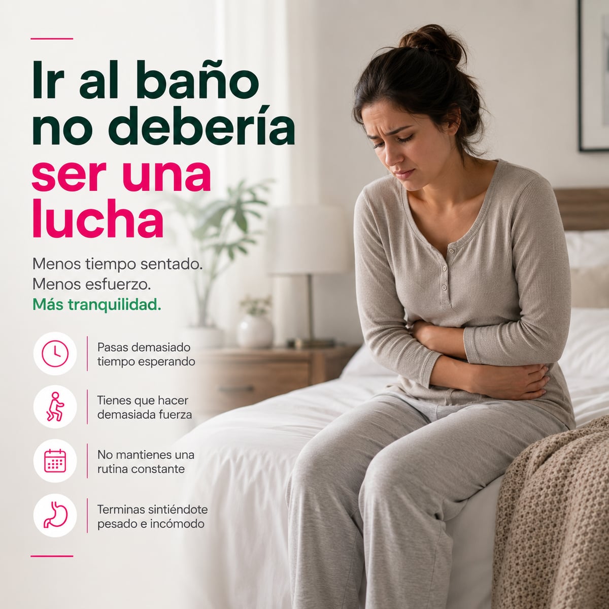 Persona incómoda por falta de regularidad intestinal