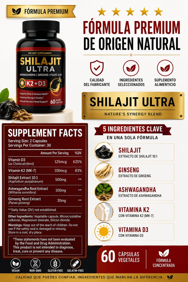 Shilajit, ashwagandha y ginseng