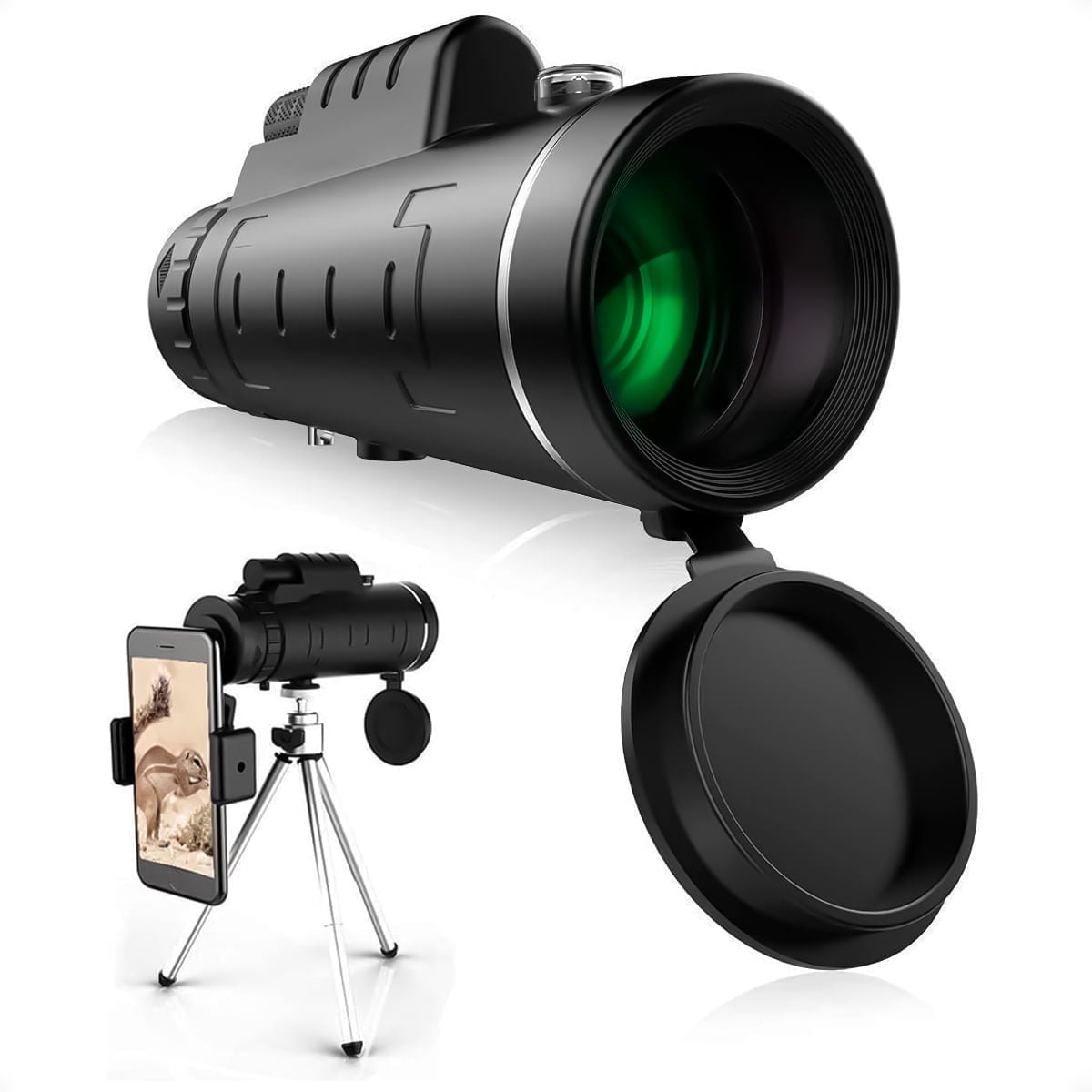 Lente Zoom 40x60 Telescopio + Tripode Y Brujula Para Celular