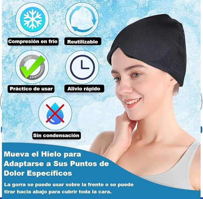 Gorro Terapéutico de Gel para Dolor de Cabeza y Migrañas