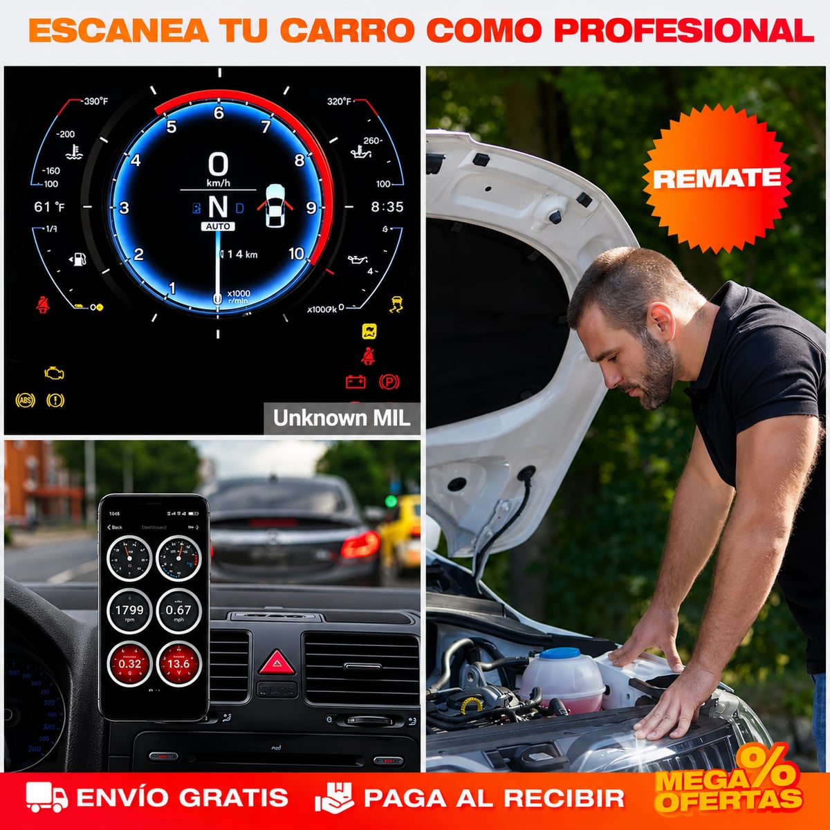 ESCÁNER DIAGNÓSTICO PARA CARRO OBD2