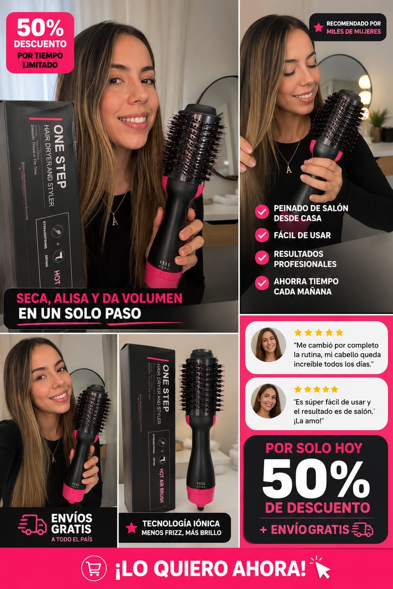 Cepillo secador 3 en 1 - SECA ALISA Y DA VOLUMEN