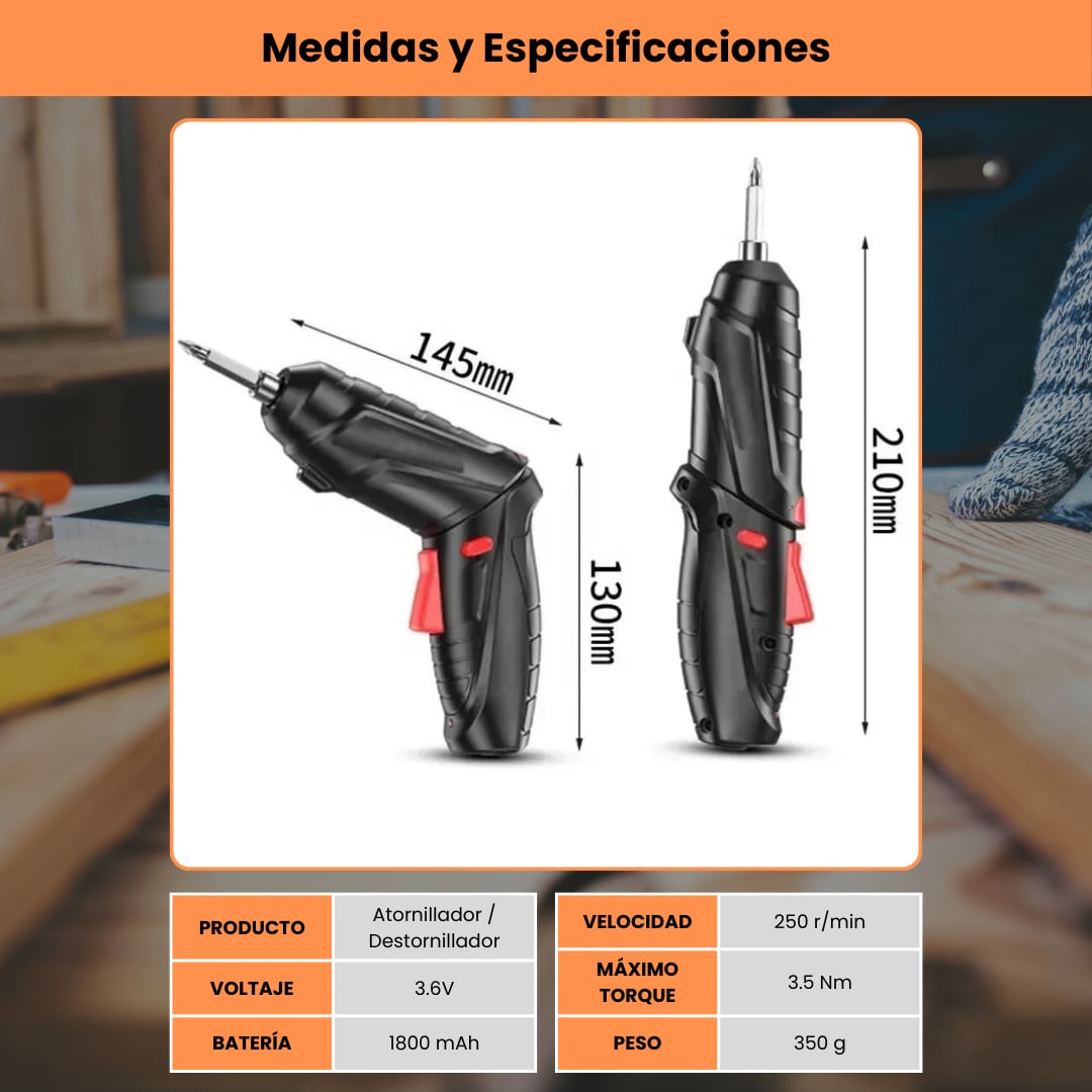 POWERTURN™ - DESTORNILLADOR ELÉCTRICO INALÁMBRICO DE 47 PZAS + + ENVÍO GRATIS📦