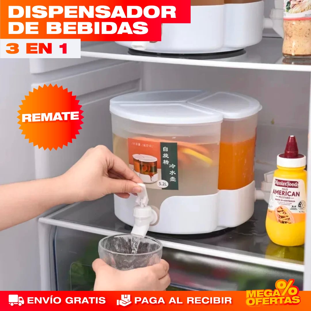 Dispensador de Bebidas 3 en 1 – Sirve Bebidas Sin Levantar la Jarra · 5.2 Litros