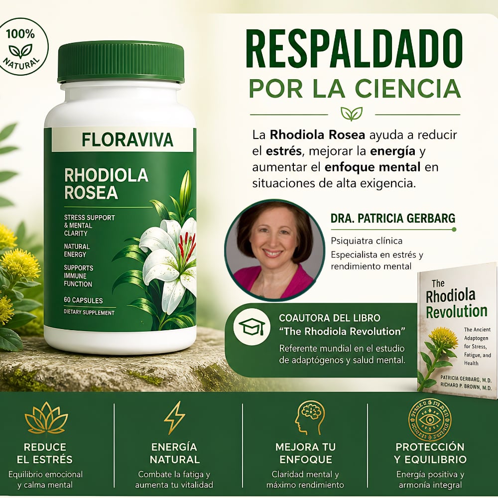 🌱 Fórmula Natural Antiestrés y Energizante Rhodiola Rosea + Té Verde + Schisandra | Equilibrio, Energía y Bienestar |🌿-60 Capsulas