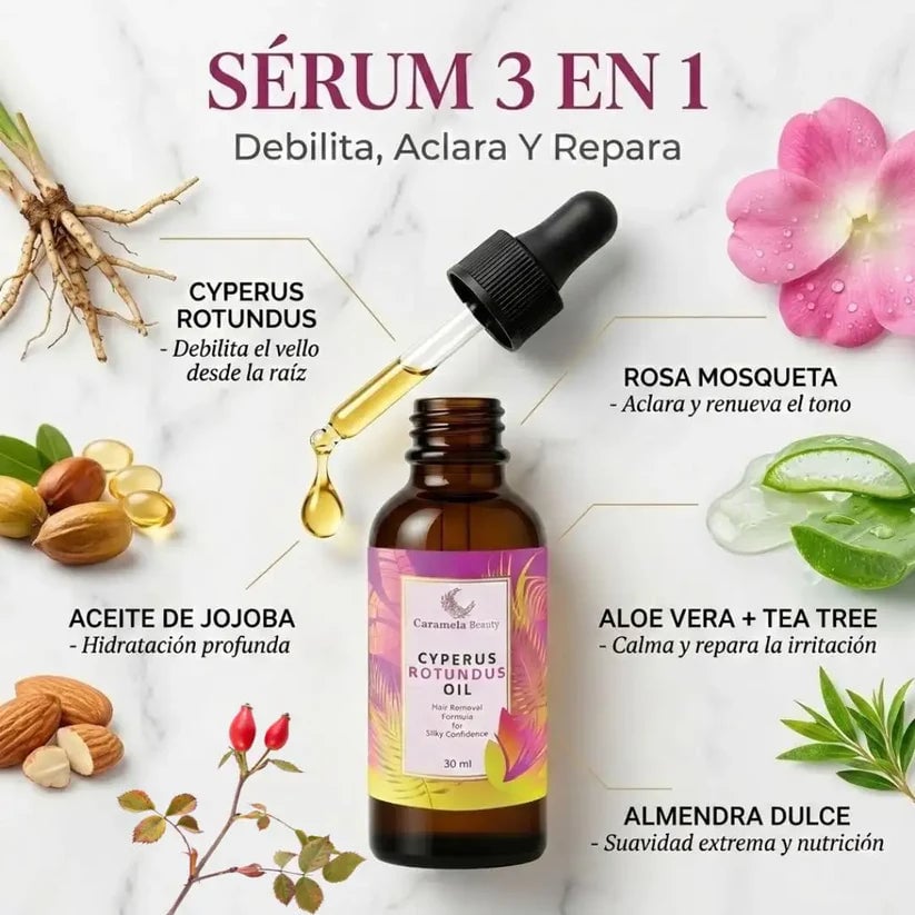 Cyperus Rotundus Oil | Menos vello, piel más suave por más tiempo