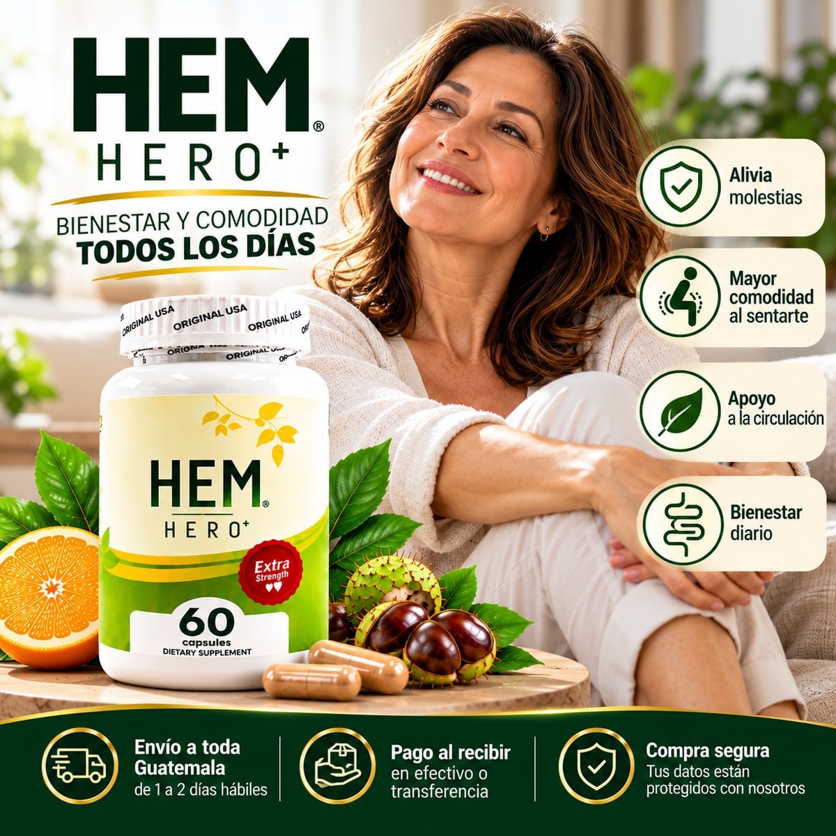 HEM HERO+™ | 60 Cápsulas para el Bienestar y la Comodidad Diaria