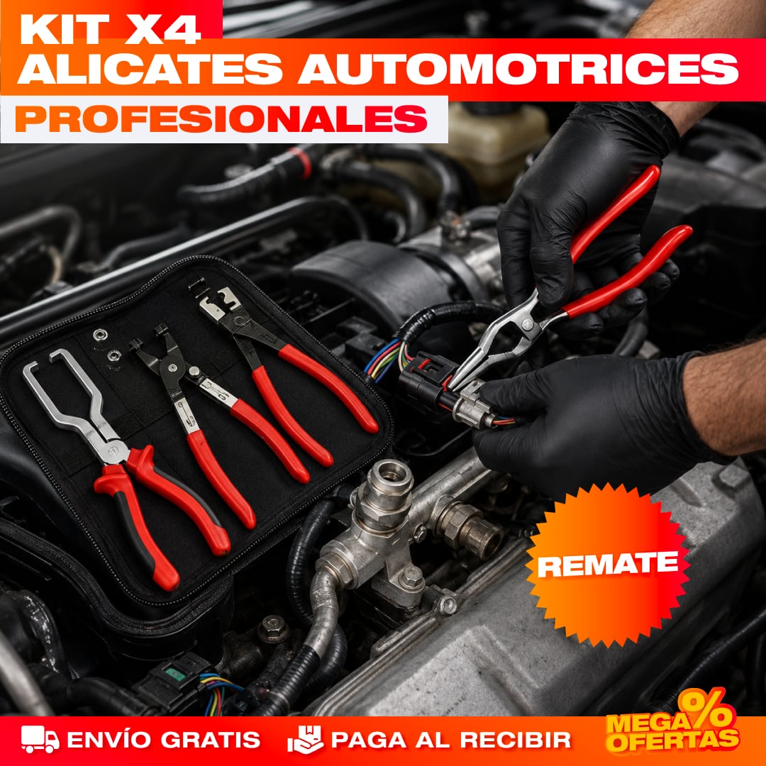 Kit x4 Alicates Automotriz – Saca Conectores y Abrazaderas Sin Romper Piezas Caras