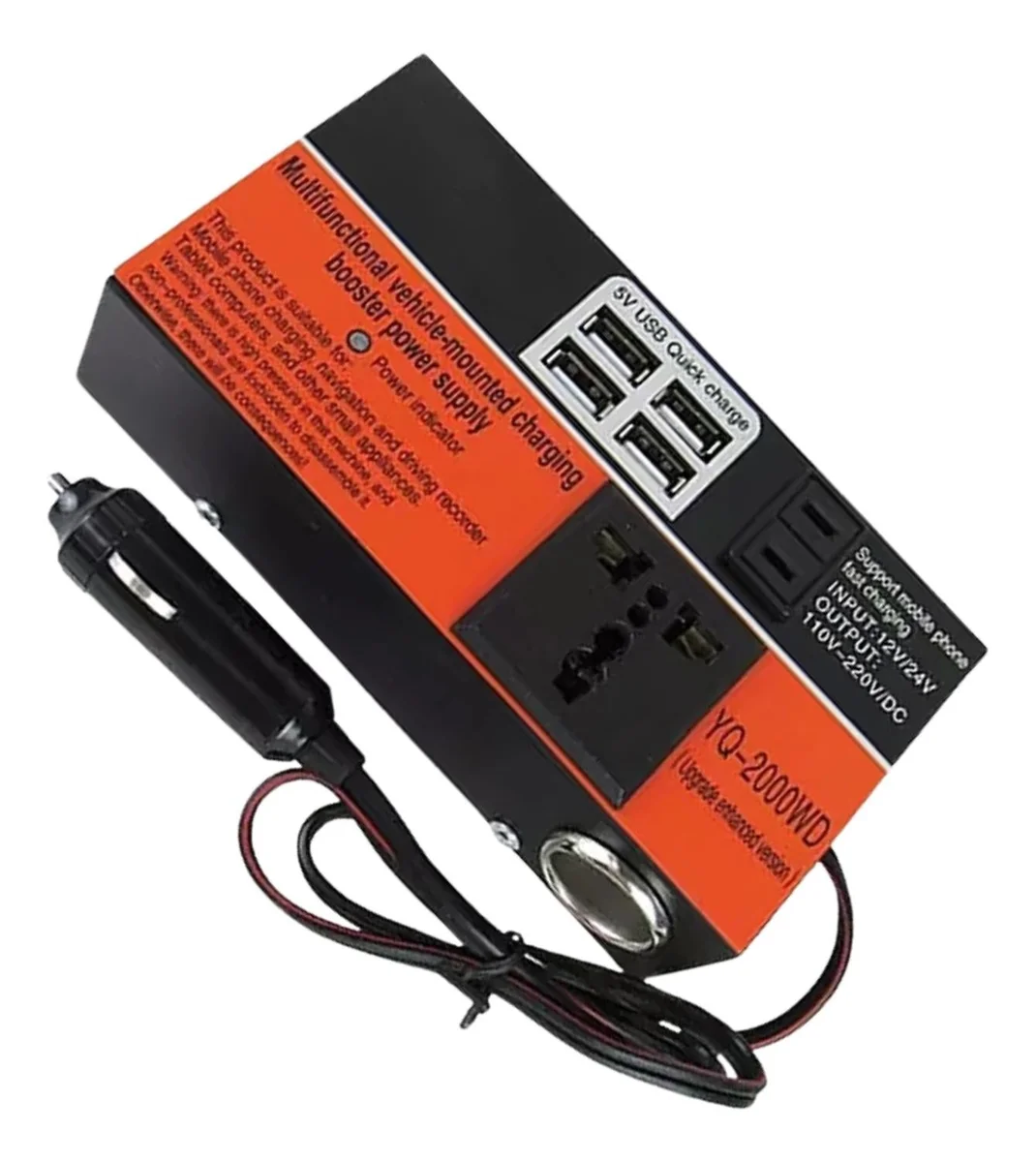 Inversor Viaje Auto Convertidor Corriente Multipropósito 12V 120V