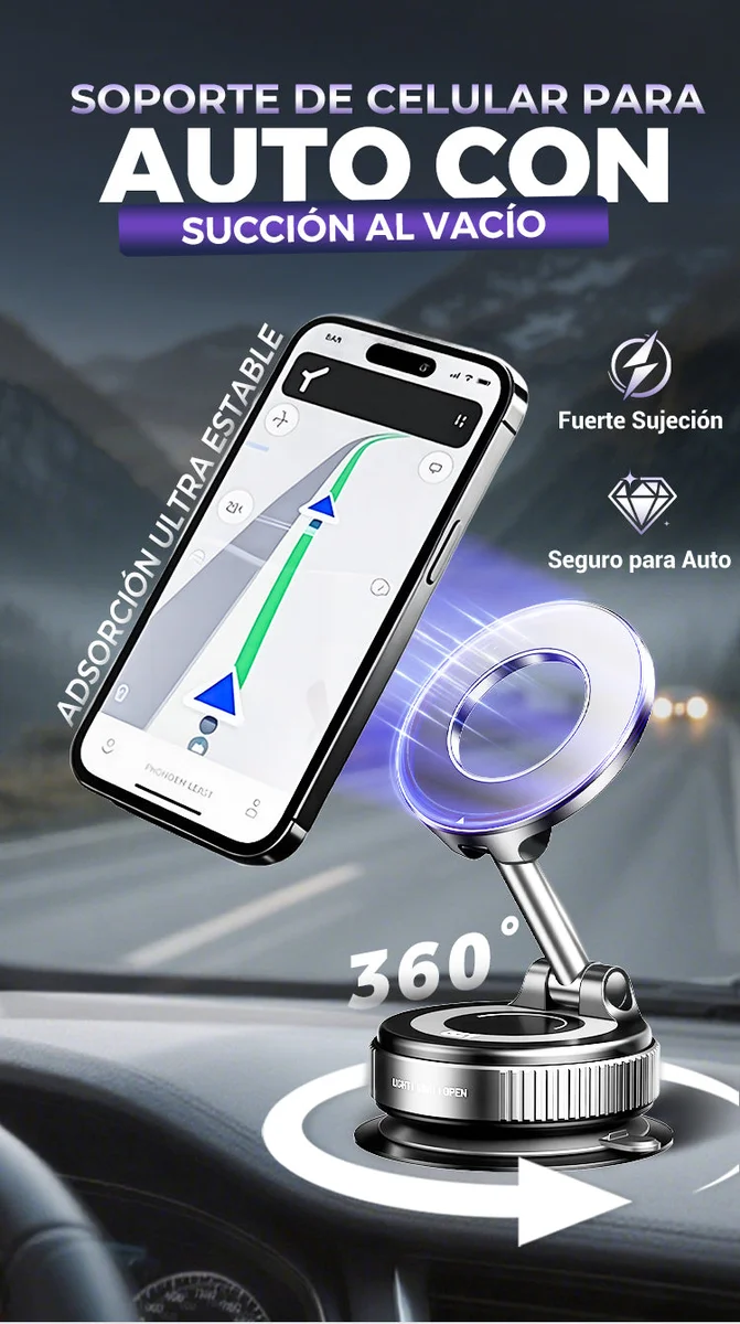 Soporte Magnético 360° para teléfono con Ventosa