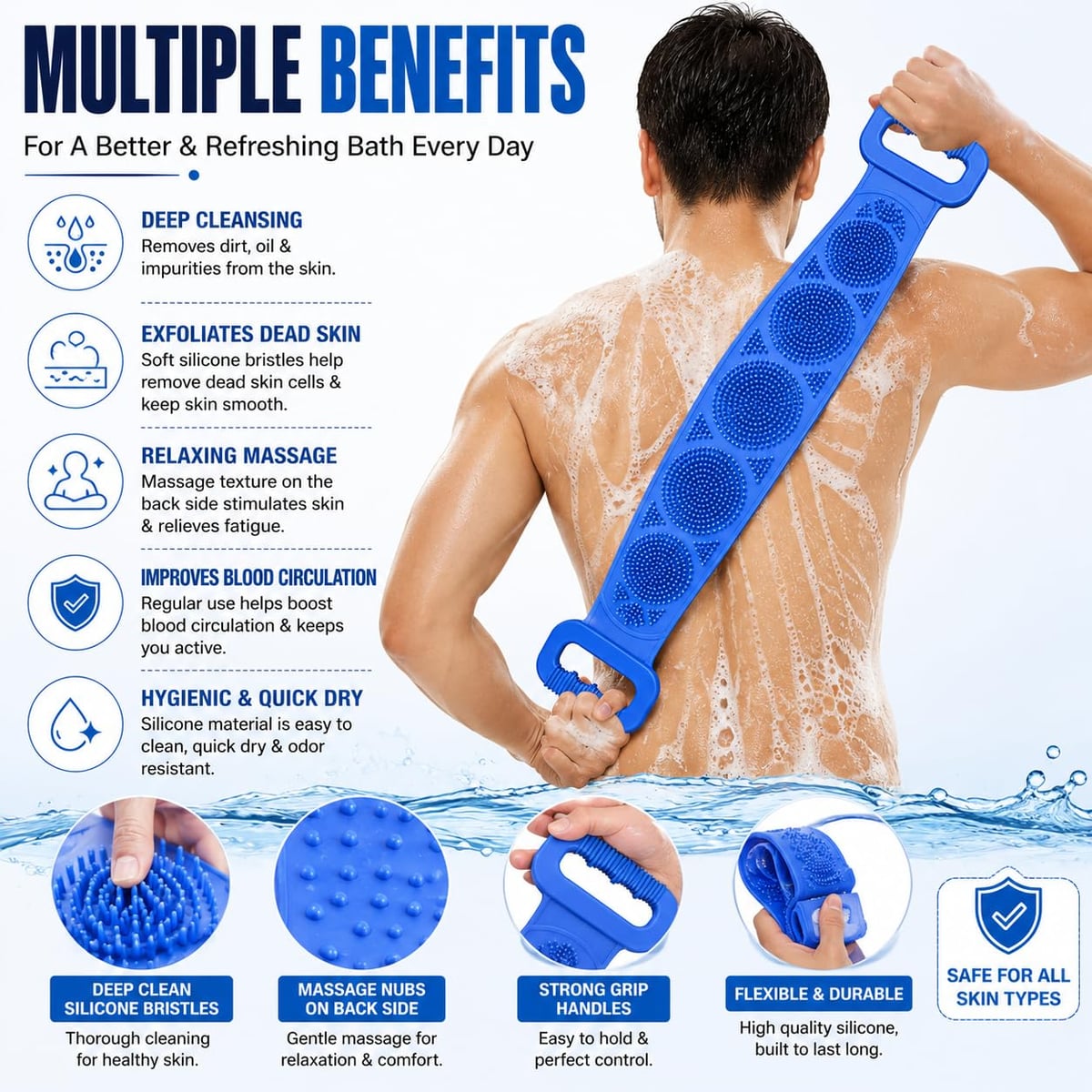 🧼Cepillo de Silicona para Espalda - Exfoliante Corporal para Baño con Cerdas Suaves + Envio Gratis