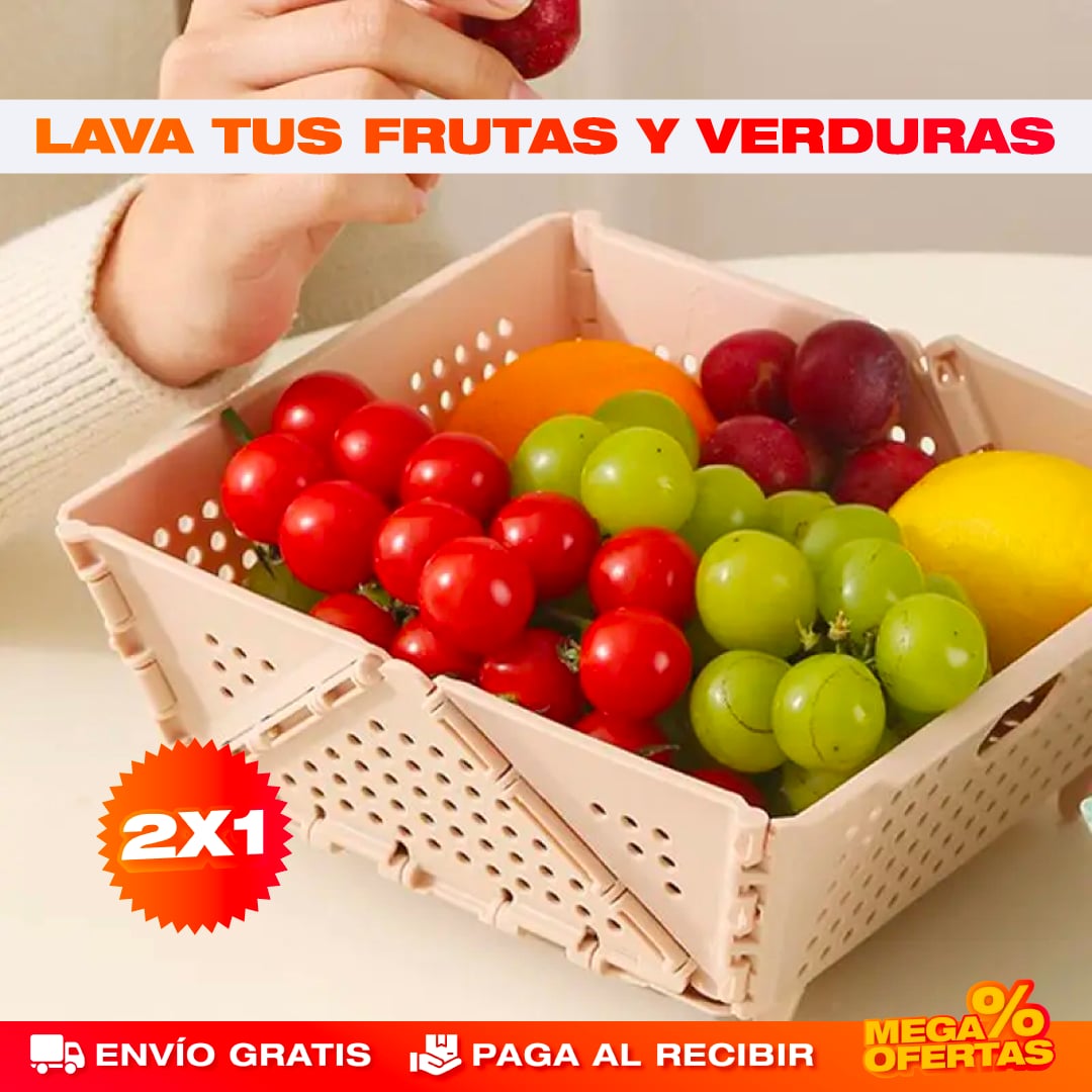 PROMO 2X1 CESTA COLADOR PLEGABLE MULTIUSOS