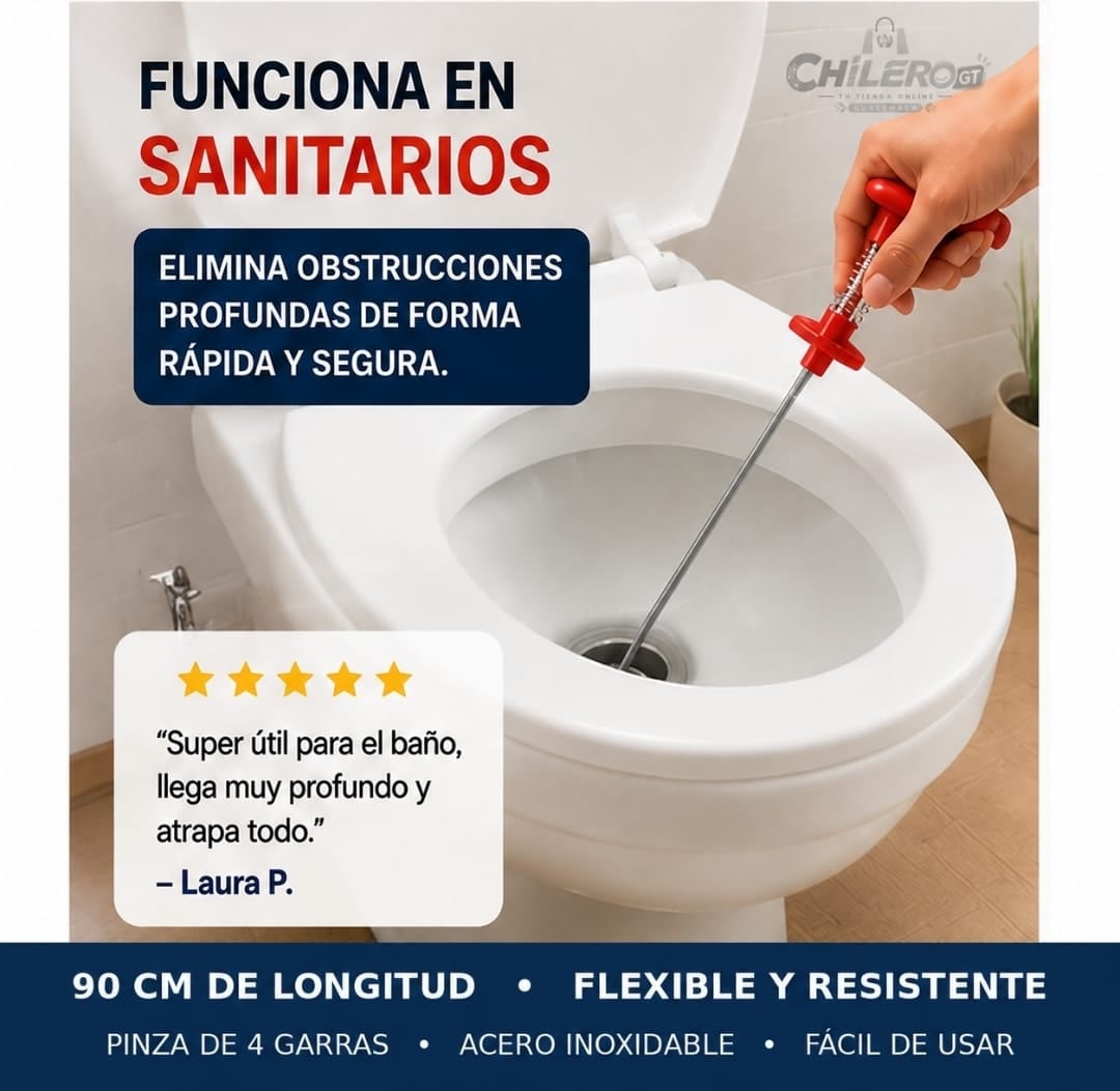 Gancho Destapa Drenajes – ¡Elimina Cabello y Residuos Fácilmente!