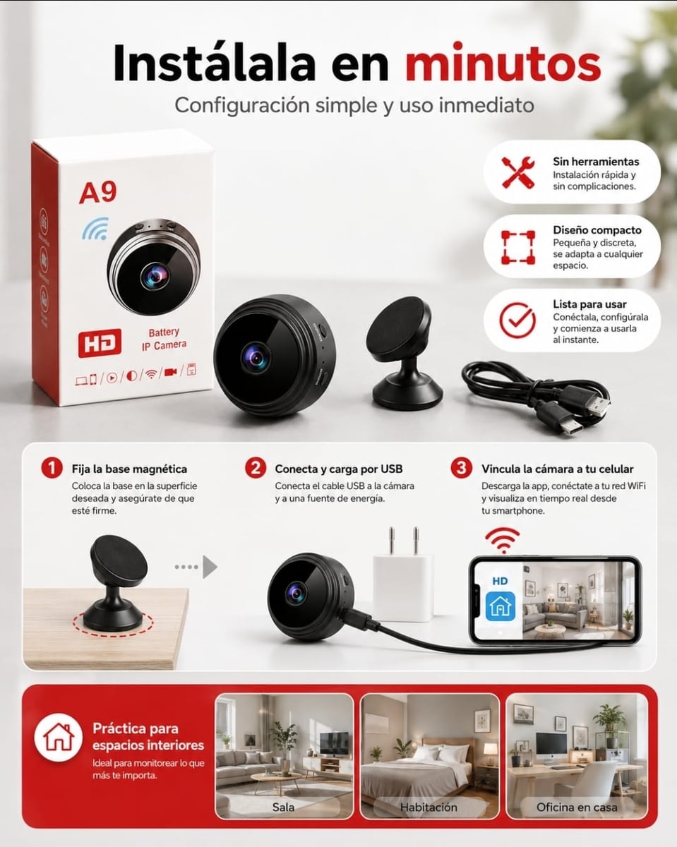 Mini Cámara de seguridad WIFI 360° HD