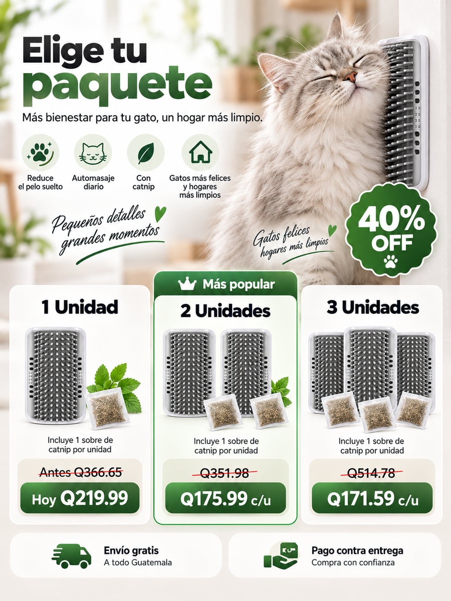 CEPILLO AUTOMASAJE PARA GATOS | Menos pelo suelto y más bienestar para tu gato