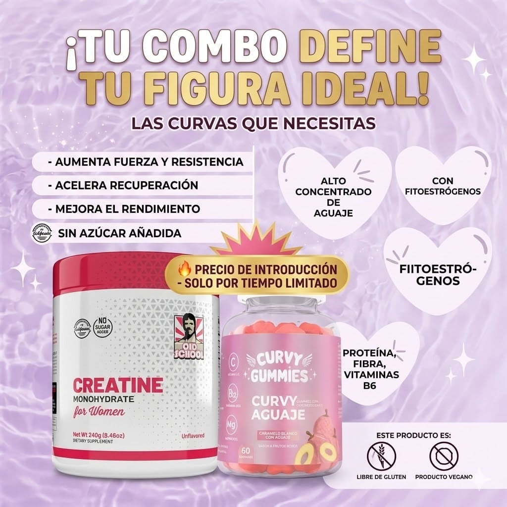 TONIFICA Y MOLDEA CON ESTA MEGA PROMO DE CREATINE MONOHIDRATE + CURVY GUMMIES😱👇+ ENVIO GRATIS 🎁