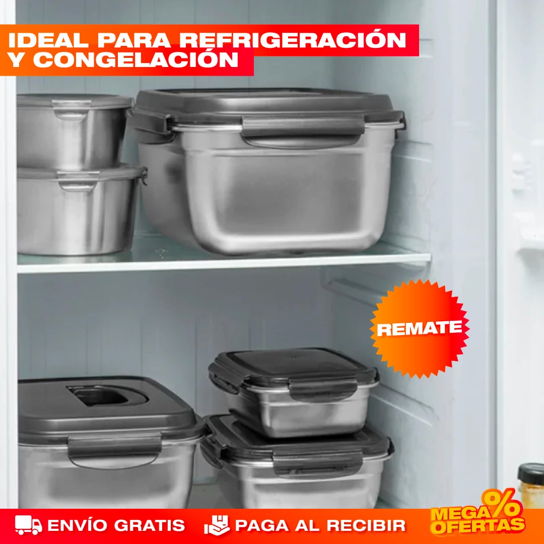 SET X3 RESCIPIENTES HERMÉTICOS ACERO INOXIDABLE