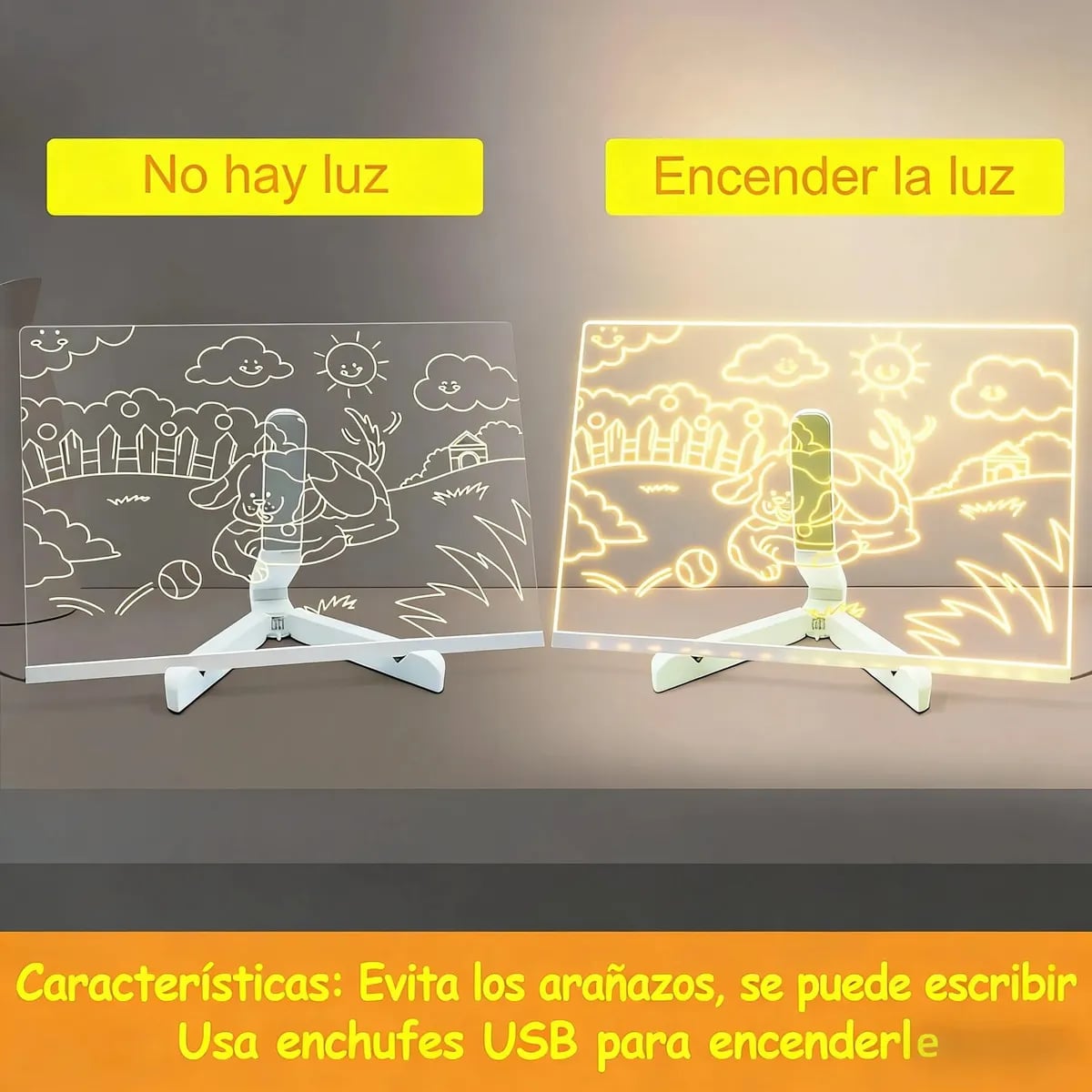 🖍️ Tablero Acrílico LED: Escribe, Dibuja, Borra y Vuelve a Crear