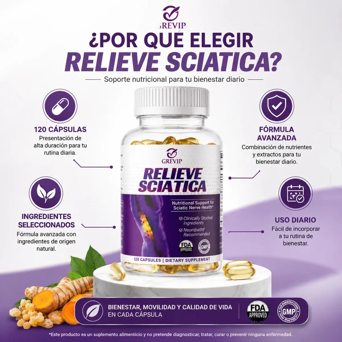 RECUPERA TU MOVILIDAD Y TU FUERZA - CÁPSULAS RELIEVE SCIATICA (60 Cápsulas) + ENVÍO GRATIS
