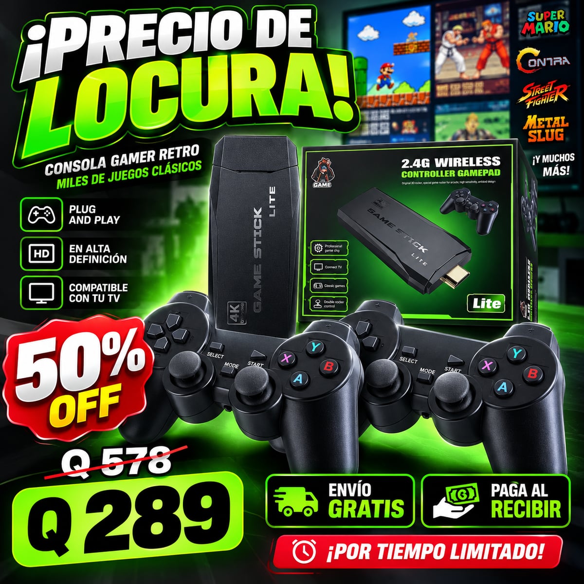 Consola Retrogamer 90s version PRO 4K con 20.000 juegos + 2 controles inalámbricos