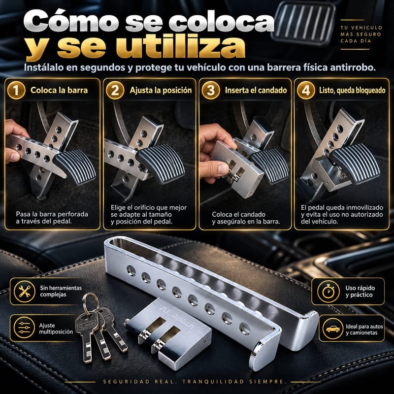 🔐 TRABA PEDAL ANTIRROBO🔐🚗