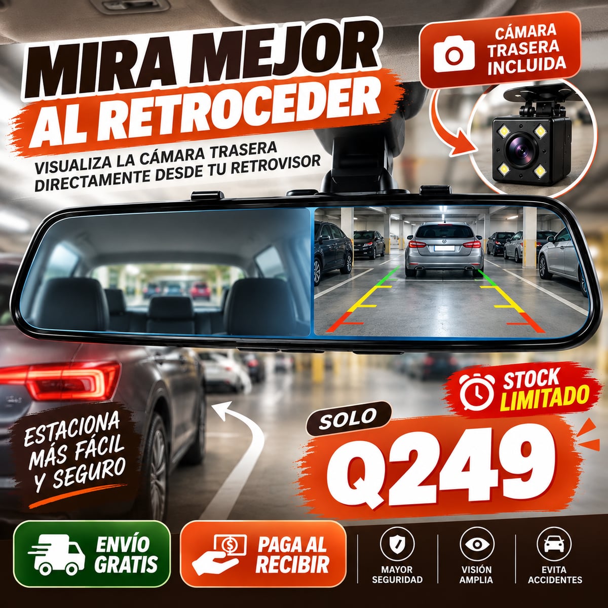 Convierte tu retrovisor en una cámara de seguridad para tu carro.