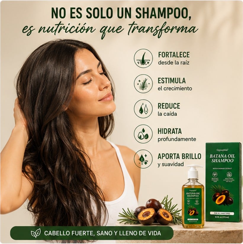 RESTAURA TU CABELLO Y LUCE UNA GRAN CABELLERA- CHAMPÚ DE BATANA + ENVÍO GRATIS + 50% OFF