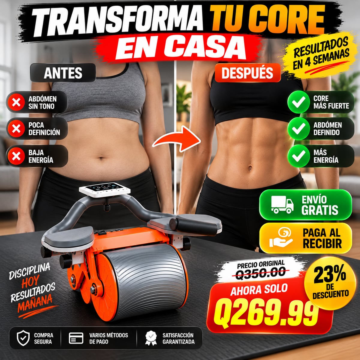 Rodillo Abdominal. Ejercicios en Casa