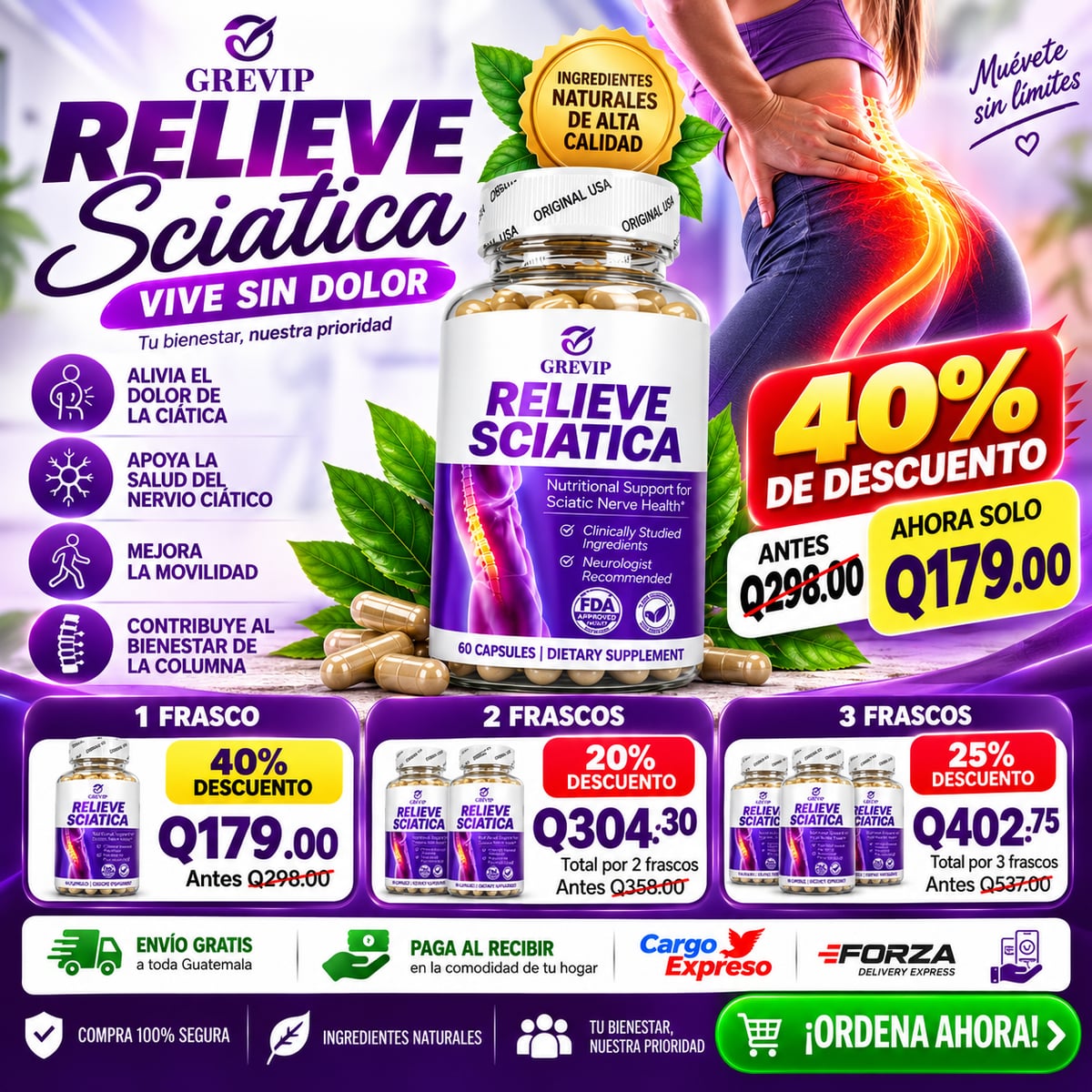 💜🚶 GREVIP RELIEVE SCIATICA: ¡APOYA TU MOVILIDAD Y RECUPERA LA COMODIDAD EN TU DÍA! ✨+ENVIO GRATIS