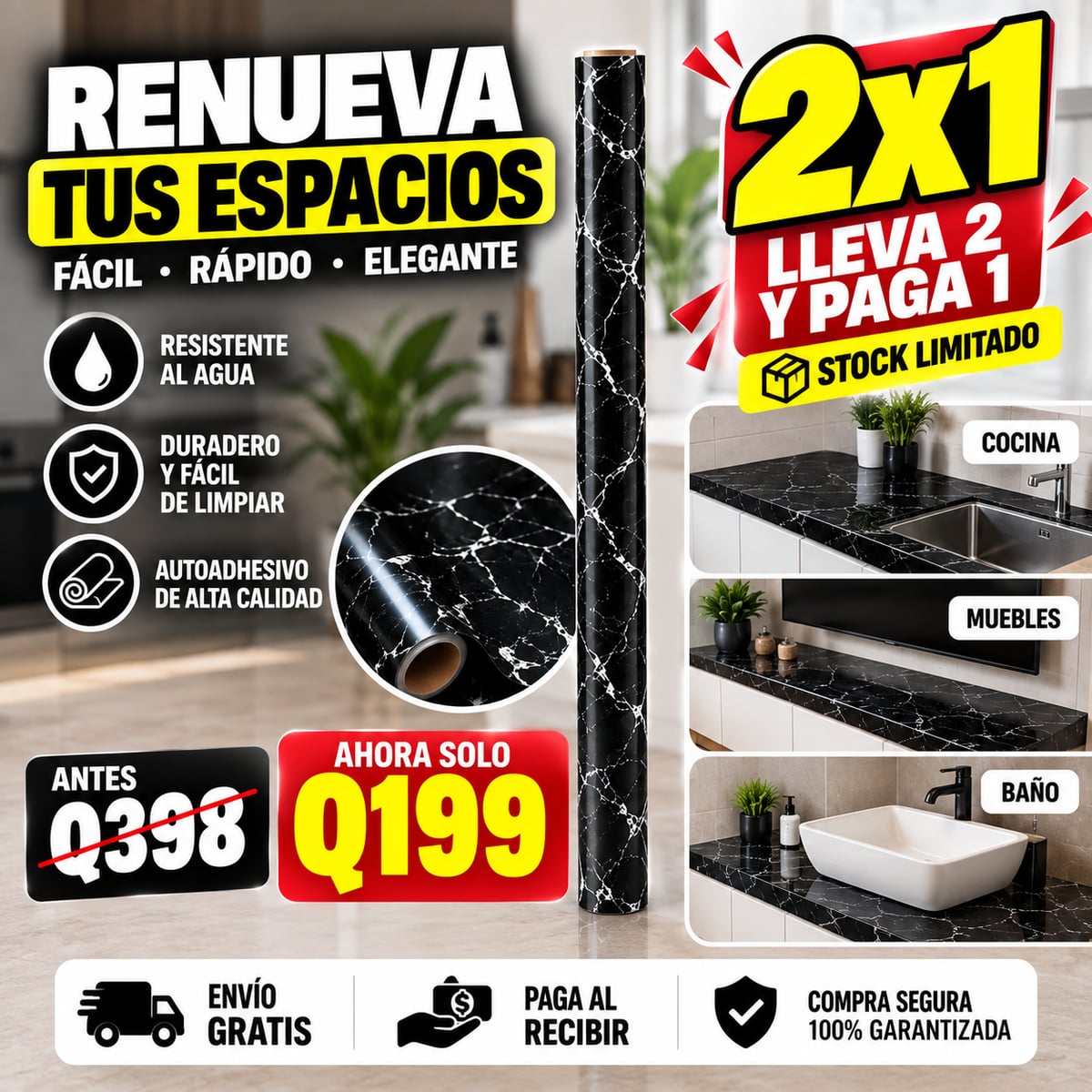 ✨ Renueva cocina, baño y muebles fácil y rápido | 🚚 Envío GRATIS | 💵 Paga al recibir