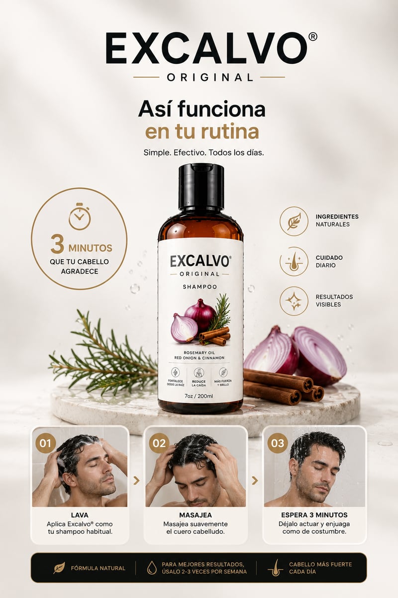 Excalvo® Original —Menos caída. Más confianza.  Olvídate del cabello en la almohada + Envío gratis