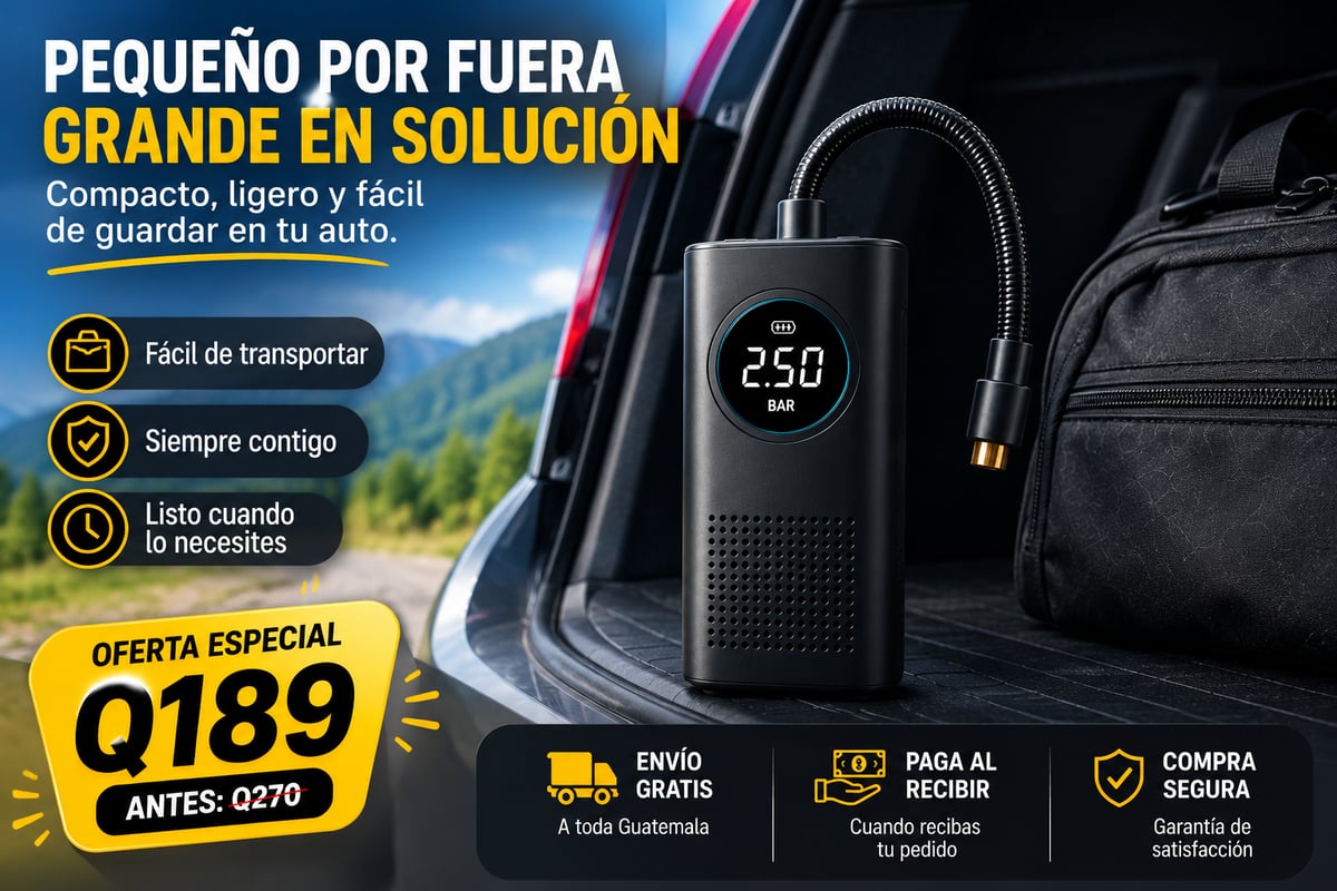 🚗 Inflador Portátil para Neumáticos | Auto, Moto y Bicicleta
