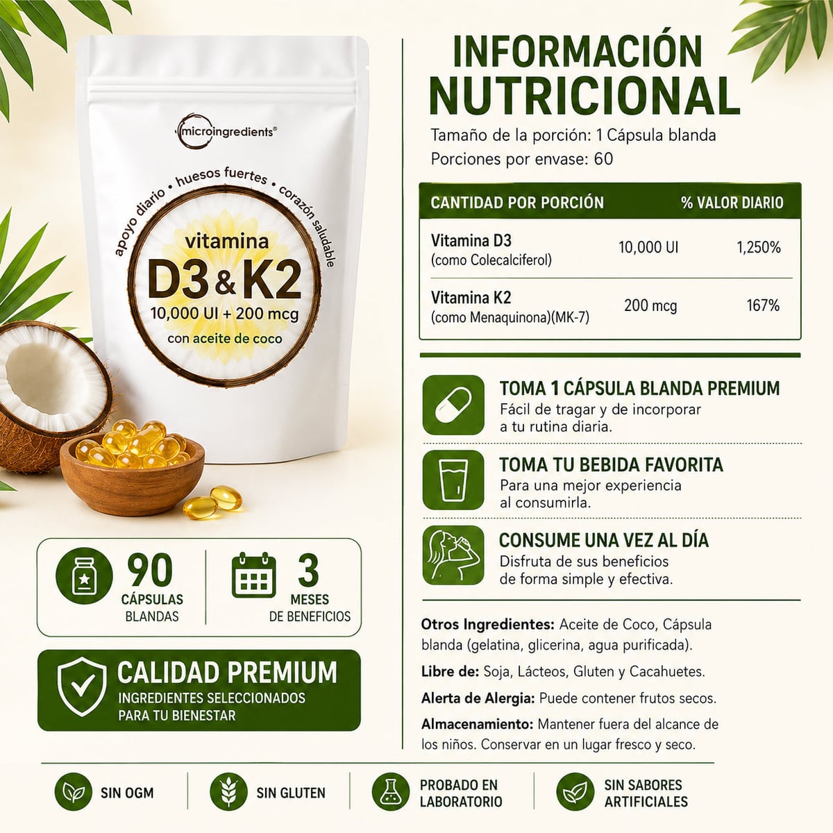 D3+K2 Complex | Revitaliza tu Cuerpo (90 cápsulas)  + Envío Gratis