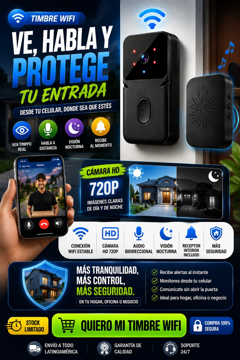 Timbre inteligente inalámbrico WIFI con cámara + ENVIO GRATIS